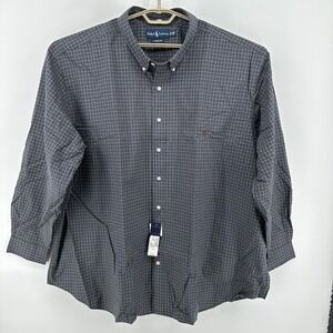 $95 NEW Ralph Lauren Mens 4XB Big Classic Fit Navy Blue Plaid Button Down Shirt